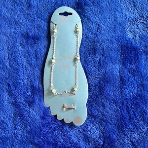Silver Anklet with Green Beads